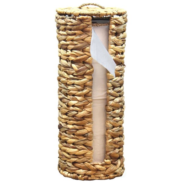 Vintiquewise Wicker Water Hyacinth Tall Toilet Tissue Paper Holder for 4 wide rolls QI003358